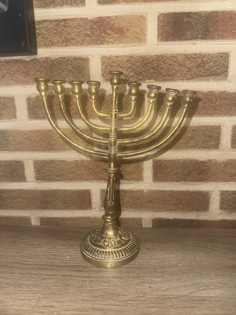 Menorah Hanoukka 9 Branches Avec Étoile De David - Multicolore - 18 Cm Chandelier Hanoukka 18cm