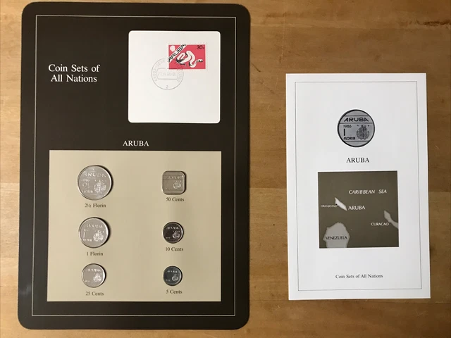 Coin Sets of All Nations Aruba w/card 1986-1993 2.5 Florin 86 1 Florin 1992 UNC