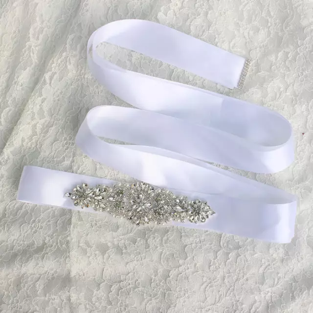 Bridal Wedding Belt Bridesmaid Dress Sash Crystal Rhinestone Ribbon Waist Belt