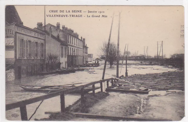 CPA 94190 VILLENEUVE TRIAGE Crue de la Seine janvier 1910  Grand Mât restaurant