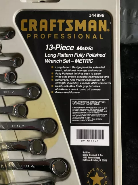 Craftsman Professional Fully Polished Long Pattern Metric Wrench Set USA 2