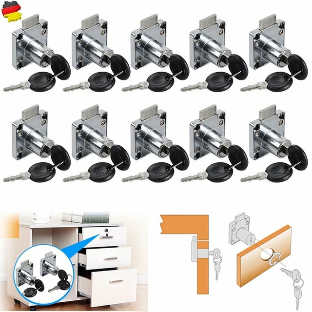 10x Cam Locks + 20x Keys for Door Cabinet Mailbox Drawer Cupboard Tiroir Verrou
