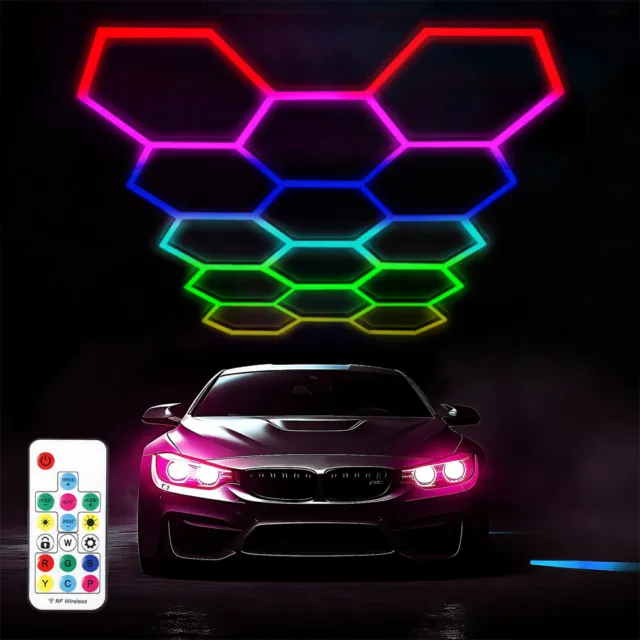 Hexagonal hexagonal RGB LED iluminación coche detalle casa garaje taller Mankave