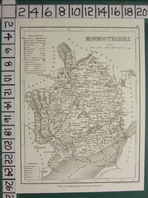 C1836 Victorian Map ~Monmouthshire~ Stations Routes Polling Rivers Parks Seats