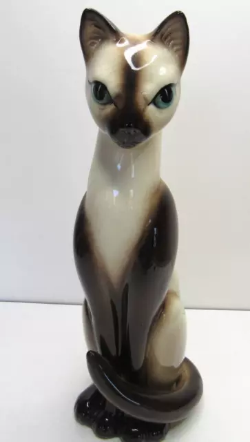Vtg DeLee Art Ceramic California Hand Decorated Siamese Cat Figure Figurine 12"