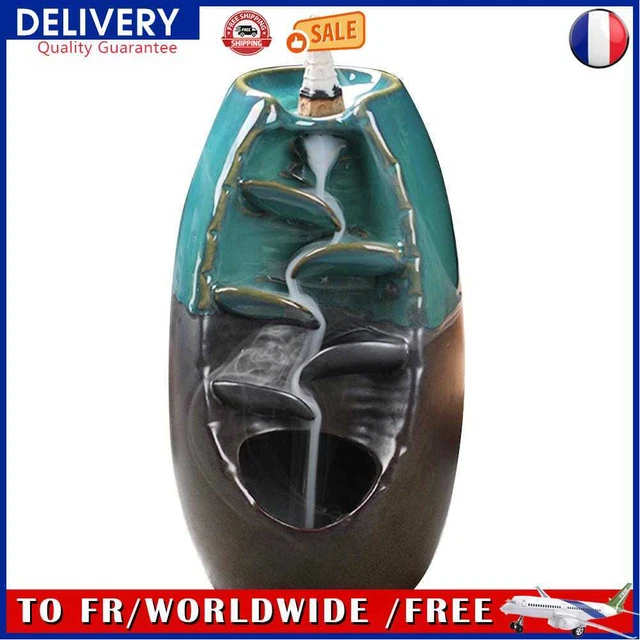 Backflow Incense Burner Ceramic Lotus Aromatic Aromatherapy Furnace (Blue)