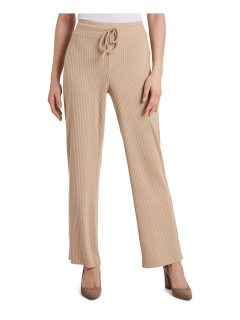 VINCE CAMUTO Womens Beige Stretch Drawstring Waist Raw-hem Straight leg Pants XS