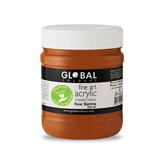 Sienna Radiator Paint RAW SIENNA - Global Colours Eco-Friendly Fine Art Acrylic Artist Paint ...