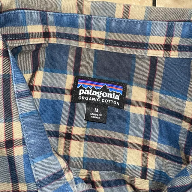 Patagonia Men's Shirt Organic Cotton Flannel Fjord Lightweight Plaid Size Medium 3