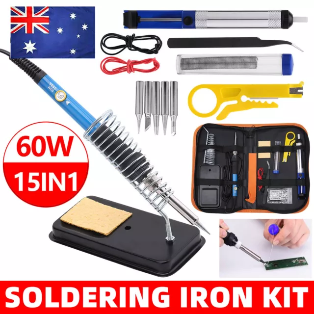 Electric Soldering Iron Kit Solder Welding Station Tips Wood Burning Pen Tools