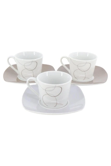 Taza de espresso RITZENHOFF BREKER con plato inferior círculos de porcelana Alina Marron
