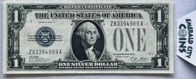 🔥1928-A $1 Silver Certificate “Funny Back” Choice/Crisp Uncirculated Blue Seal