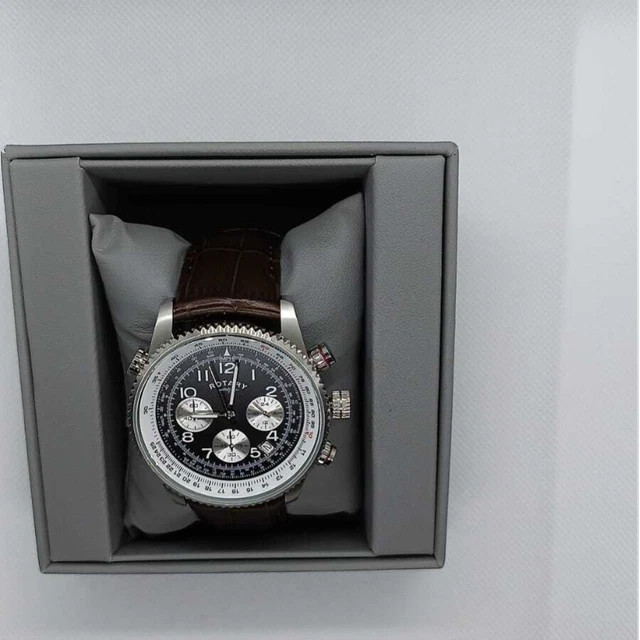 ROTARY GB03351 CHRONOSPEED Chronograph Brown Leather Strap Wristwatch for Men 84.99 PicClick UK