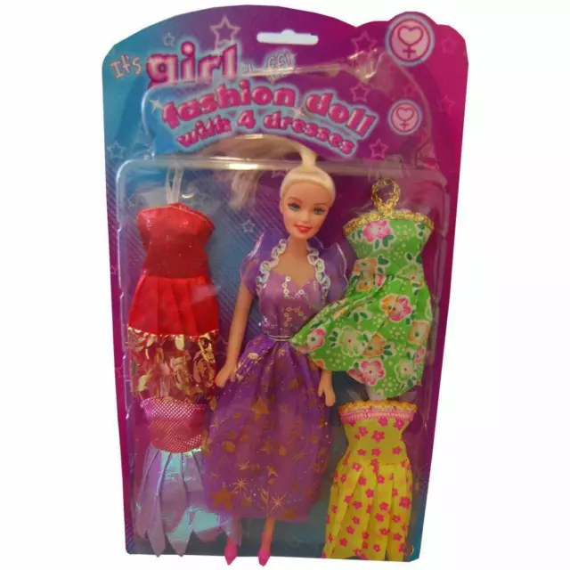 Girls Stuff Fashion Doll With 4 Dresses