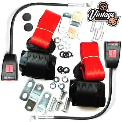 FORD CLASSICA COPPIA ANT Completamente Automatico Rosso Inerzia Kit Cintura Di Sicurezza E Approvato 