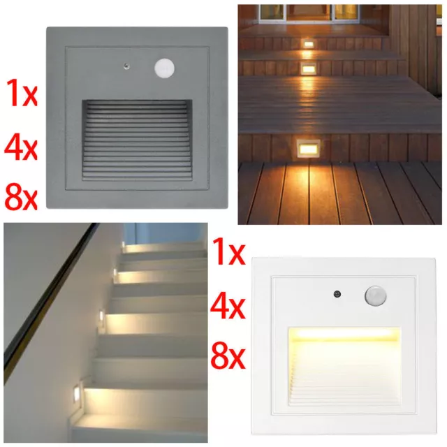 3W LED Wandeinbauleuchte Strahler Treppe Stufenlicht mit Bewegungsmelder 230V