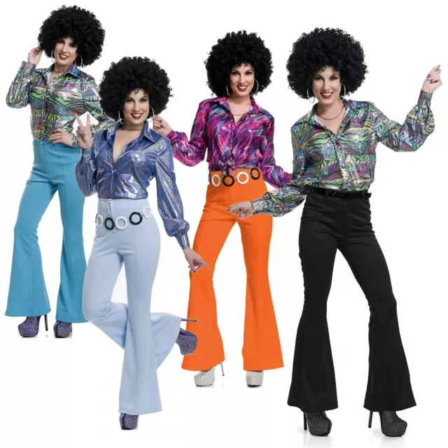 BELL BOTTOM PANTS Adult Womens 70s Disco Costume Fancy Dress