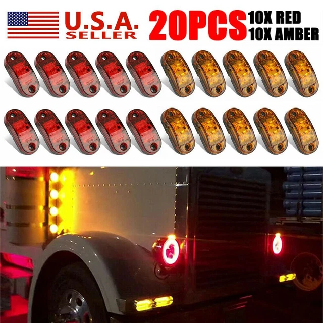 10 Amber 10 Red LED Light Oval Clearance Trailer Truck Side Marker Tail Lamp NUS