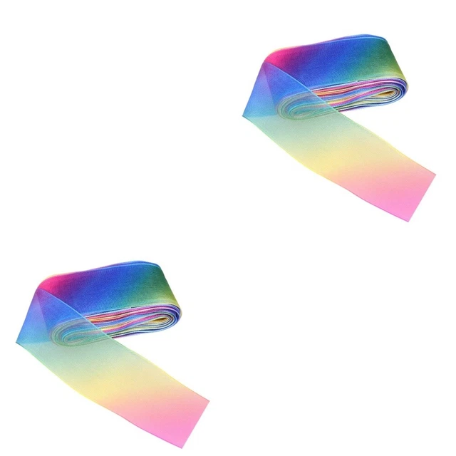 2 stücke 38mm Bänder Farbverlauf Regenbogen Gedruckt Chiffon Ribbon Schönes