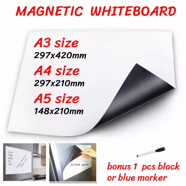 A3 A4 A5 Fridge Magnetic Whiteboard Free Pen Marker Eraser Memo Reminder Magnet