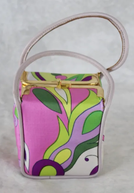 60s Emilio Pucci Neiman Marcus Collaboration Print Small Box Shape Purse Handbag