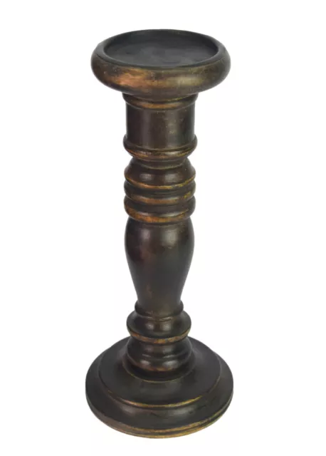 Decorative Wooden Candle Holder – Old 12 Inch Pillar Light Candle Stick i71-550