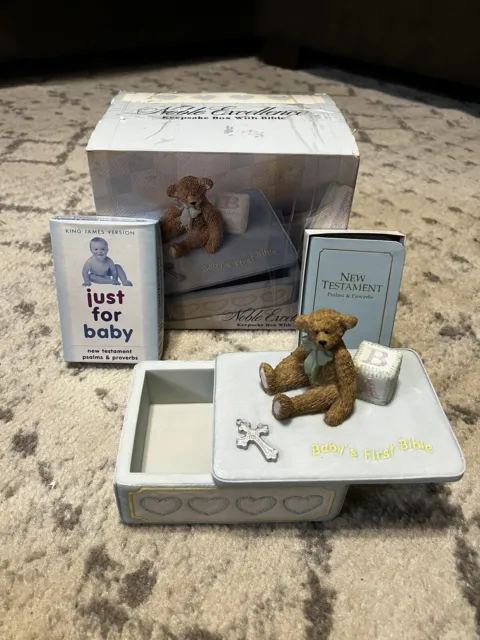 Vintage Baby's first bible Keepsake Trinket Box With Bible. New In Box.