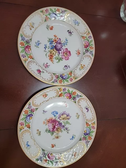 Shuman-Bavaria Empress Dresden Flowers Salad Plates Set Of 2