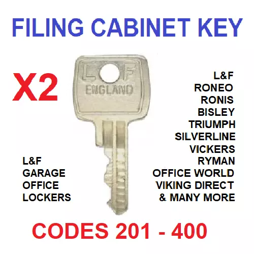 2 x Filing Cabinet Spare Key 92201 to 92400 L&F, Roneo, Bisley, Triumph,