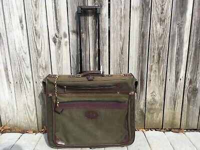Orvis Vintage Leather and Canvas Rolling Suitcase Wheeled Battenkill Luggage