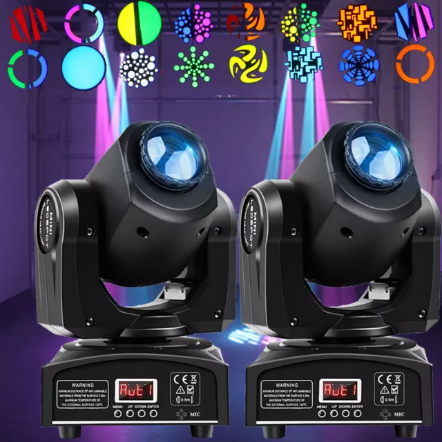 2 Stück 80W LED 8 GOBO RGBW Moving Head Bühnenlicht DMX512 Party DJ Scheinwerfer