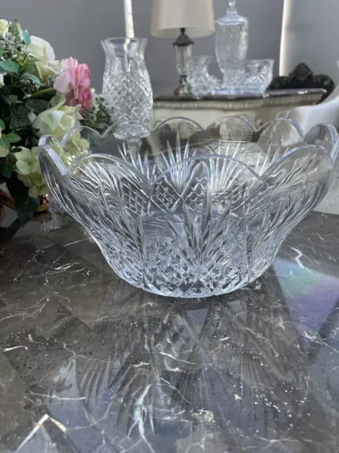 Large Lead Crystal Cut Glass Fruit / Serving Bowl