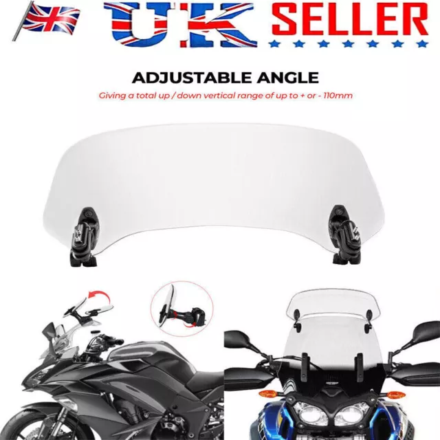 Motorcycle Motorbike Clip On Windshield Wind Screen Deflector Extension Spoiler