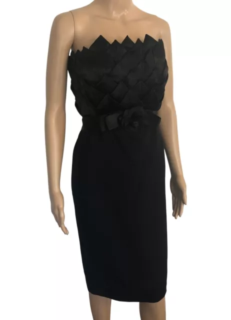 Victor Costa Dress Size 14 Black Strapless Formal Cocktail Designer vintage USA