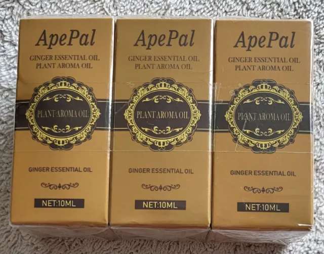 ApePal Ginger Oil Essential/Plant Aroma Oil 3 Pack, 10 ml Each, New/Sealed
