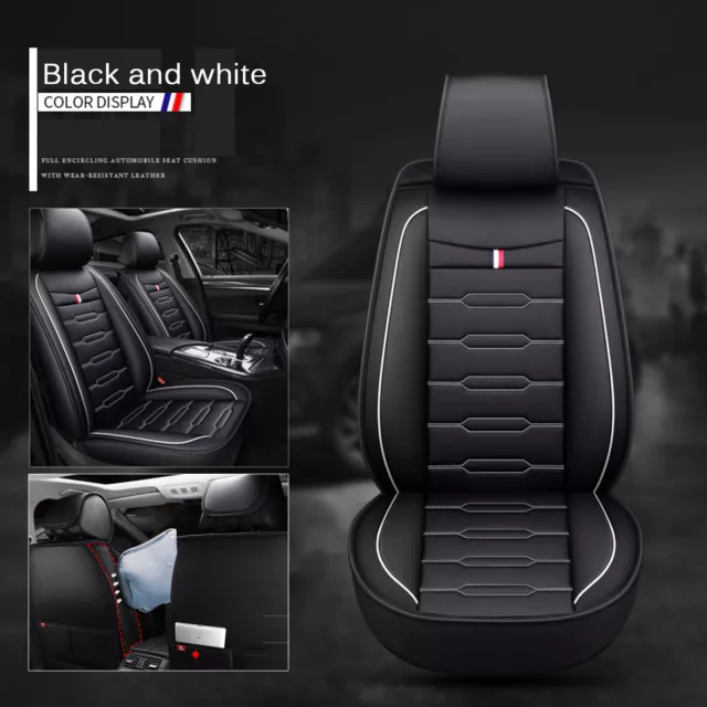 ELUTO Universal Front Car Seat Cover Deluxe PU Leather Cushion Protector Black~