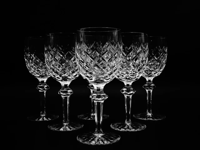 6 Waterford Crystal "Powerscourt" 10 Oz.  Water Goblets ~ Made In Ireland