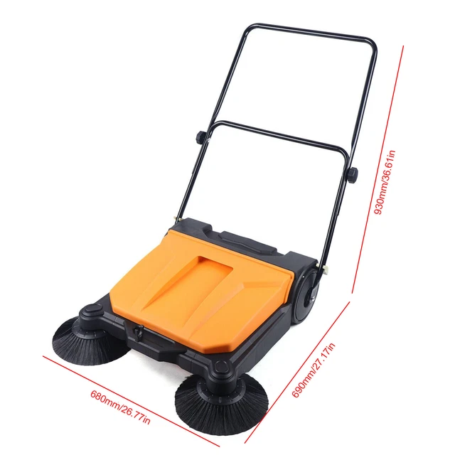 26INCH TWIN WALKBEHIND Outdoor Hand Push Floor Sweeping Sweeper No