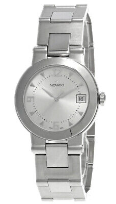 Movado Vizio Stainless Steel Silver Dial Date Men's Watch 1605696