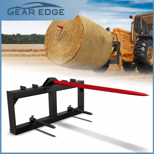 49" Hay Bale Spear Skid Steer Tractor Loader Quick Tach 3000lb Heavy Duty Attach