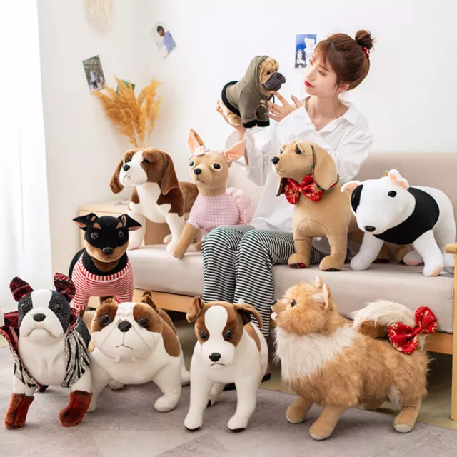 12" Lifelike Cute Dog Plush Toy Stuffed Doll Bulldog Hound Shar Pei Chihuahua Uk