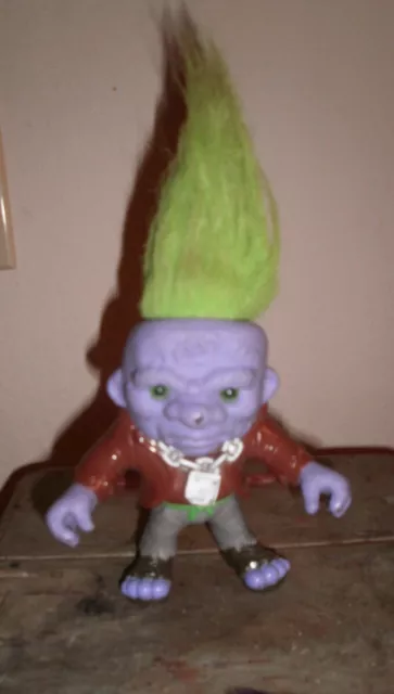 Vintage FRANKENSTIEN  5"  1992 HASBRO BATTLE TROLL DOLL ~ GREEN HAIR ~ Halloween