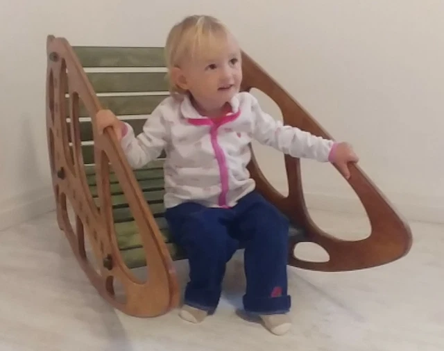 Wooden Baby Rocking Chair Butterfly 2 Comfortable Poses children room highchair