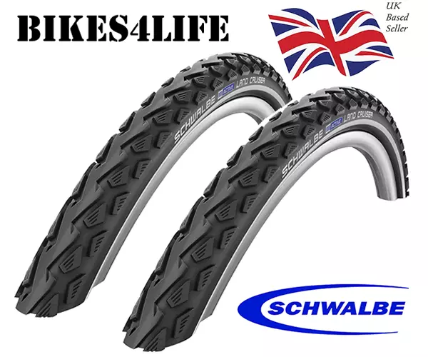 2 x Schwalbe Land Cruiser 26 x 2.0 Bicycle Tyres Plus Presta Tubes