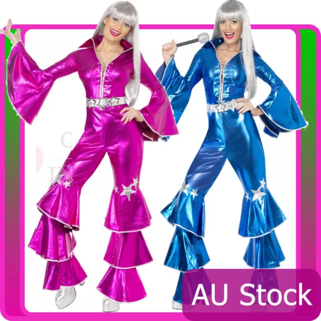 Licensed 60s 70s Dancing Queen Costume Disco Retro Smiffys Tribute Fancy Dress