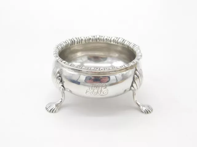 George II Sterling Silver Paw Foot Cauldron Salt Cellar Antique 1759 London