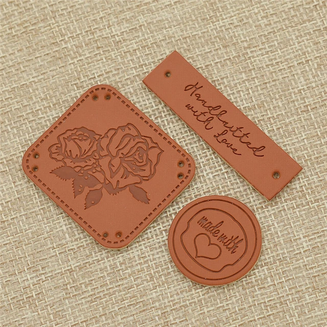 50pcs Handmade Labels PU Leather Tags For DIY Clothes Jeans Bags Decoration