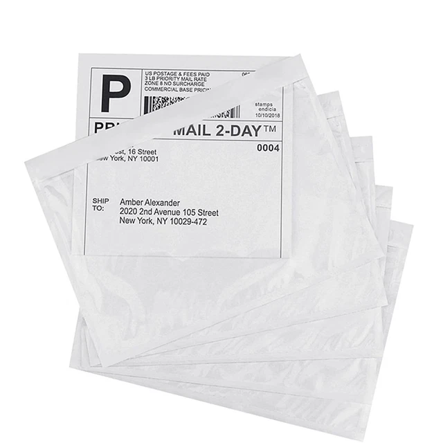 7.5 inch X 5.5 inch Clear Self-adhesive Top Loading Packing List
