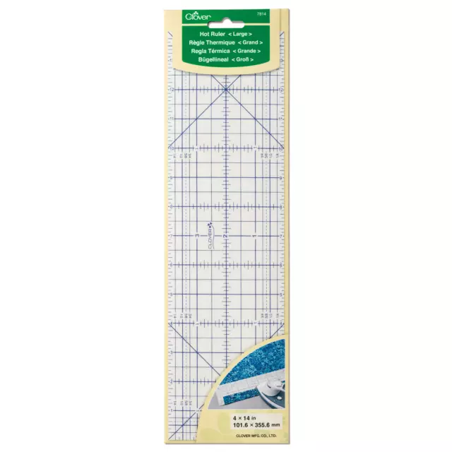 Clover Hot Ruler Large - Imperial 4x14" - Hems Fabric Curtains Crafts