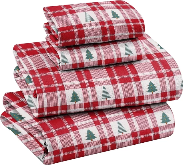 RUVANTI Flannel Sheets Queen Size - 100% Cotton Brushed Flannel Bed Sheet Sets -